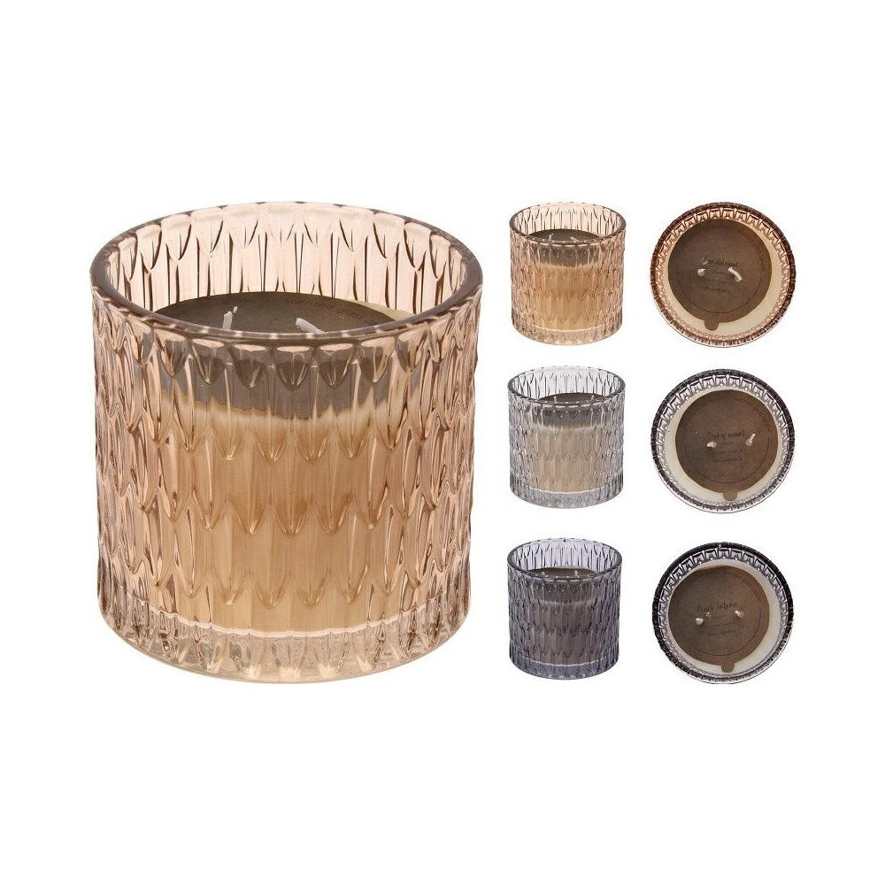 VASO VETRO CON CANDELA 10CM 3ASSORTITE